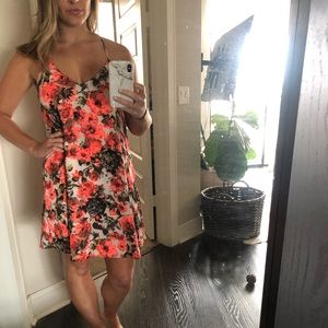 Bright pink floral dress